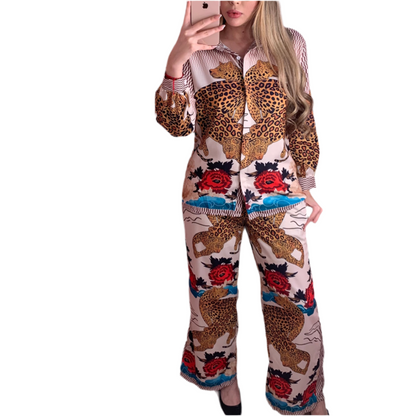 CONJUNTO LEOPARDOS Y FLORES