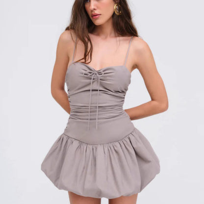 VESTIDO MINI GRIS GLOBO