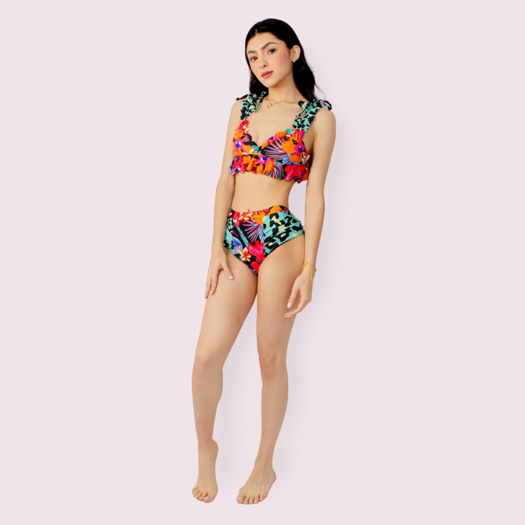 BIKINI ESTAMPADO ATIGRADO CON FLORES