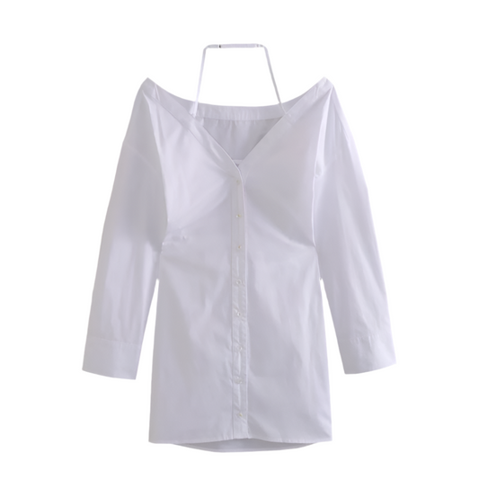 VESTIDO BLANCO TIPO CAMISA