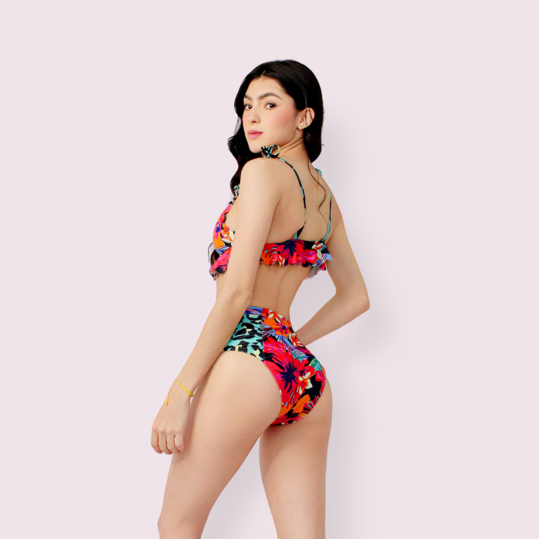 BIKINI ESTAMPADO ATIGRADO CON FLORES