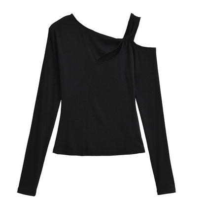 BLUSA NEGRA MANGA LARGA CON NUDO