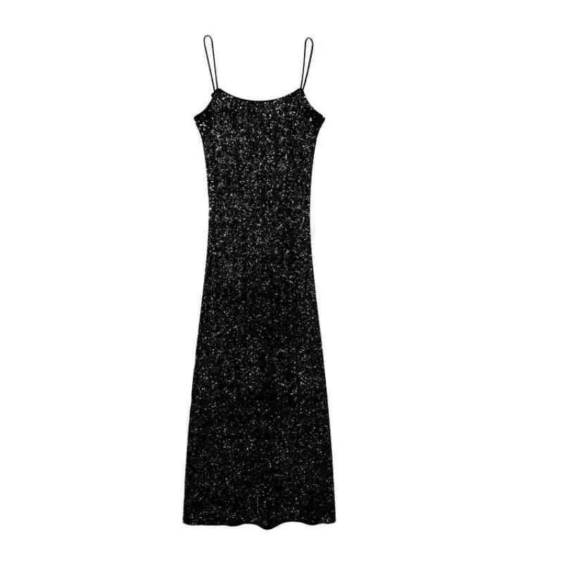 VESTIDO TIRANTE LENTEJUELA NEGRO