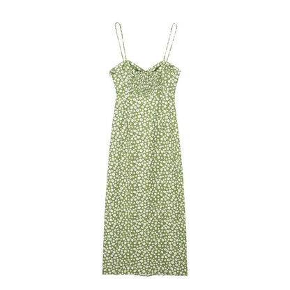 VESTIDO FLORES VERDE CON ESCOTE