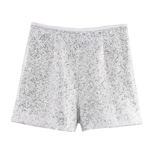 SHORT LENTEJUELA PLATEADO