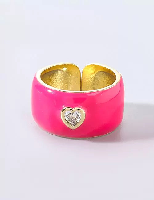 ANILLO PORCELANA ROSA CORAZON MINI