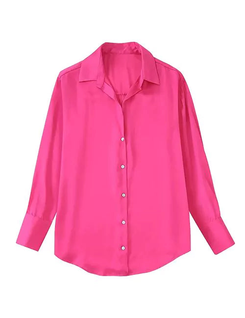 CAMISA ROSA SATINADA CON BOTONES