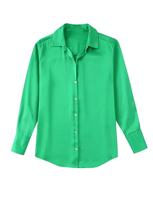 CAMISA VERDE SATINADA CON BOTONES