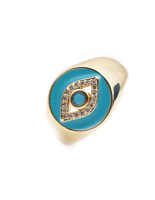 ANILLO CIRCULO AZUL CIELO CON OJITO INTERIOR