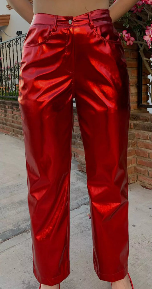 PANTALON METALICO ROJO