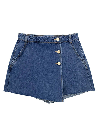 SHORT-FALDA CRUZADA BOTONES AZUL FUERTE